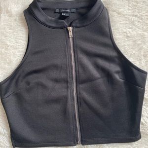 black crop top with zipper